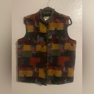 Coldwater Creek Multicolor Tweed Patchwork Vest